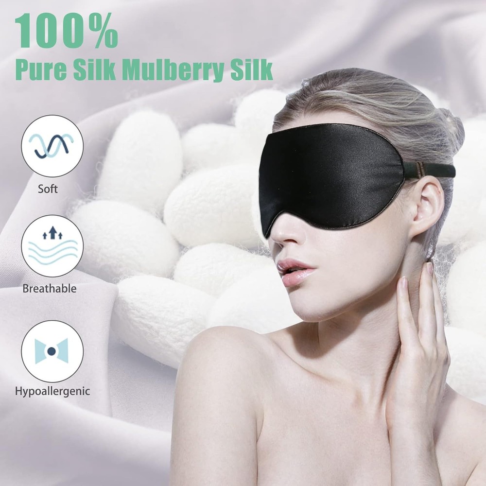 BeeVines Sleep Mask, 2 Pack 100% Real Natural 12- Black & Ruby Purple