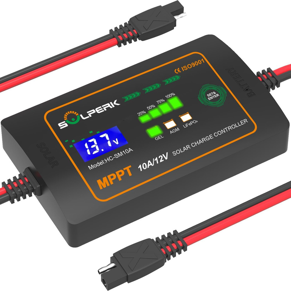 10A 12V MPPT Solar Charge Controller with LCD Display, Intelligent Solar Panel C