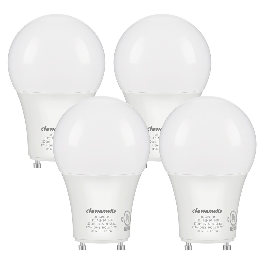 DEWENWILS GU24 LED Light Bulb, Dimmable 2 Prong Light Bulbs, Warm White, 4 Pack