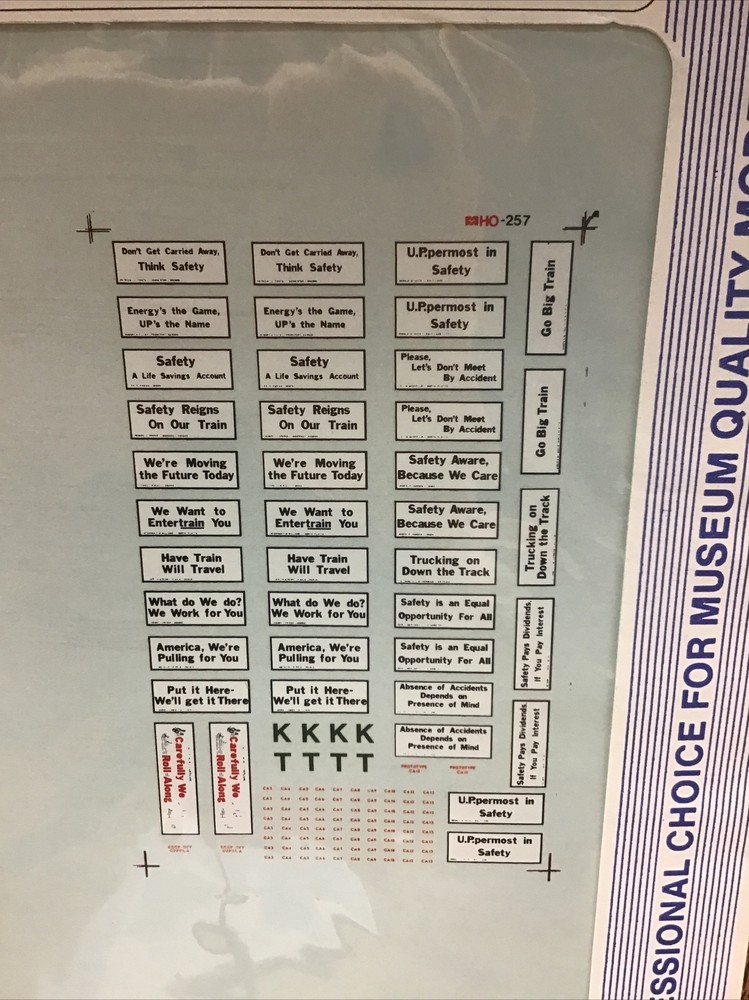 Microscale Decal N Scale 60-257: Union Pacific Safety Slogans