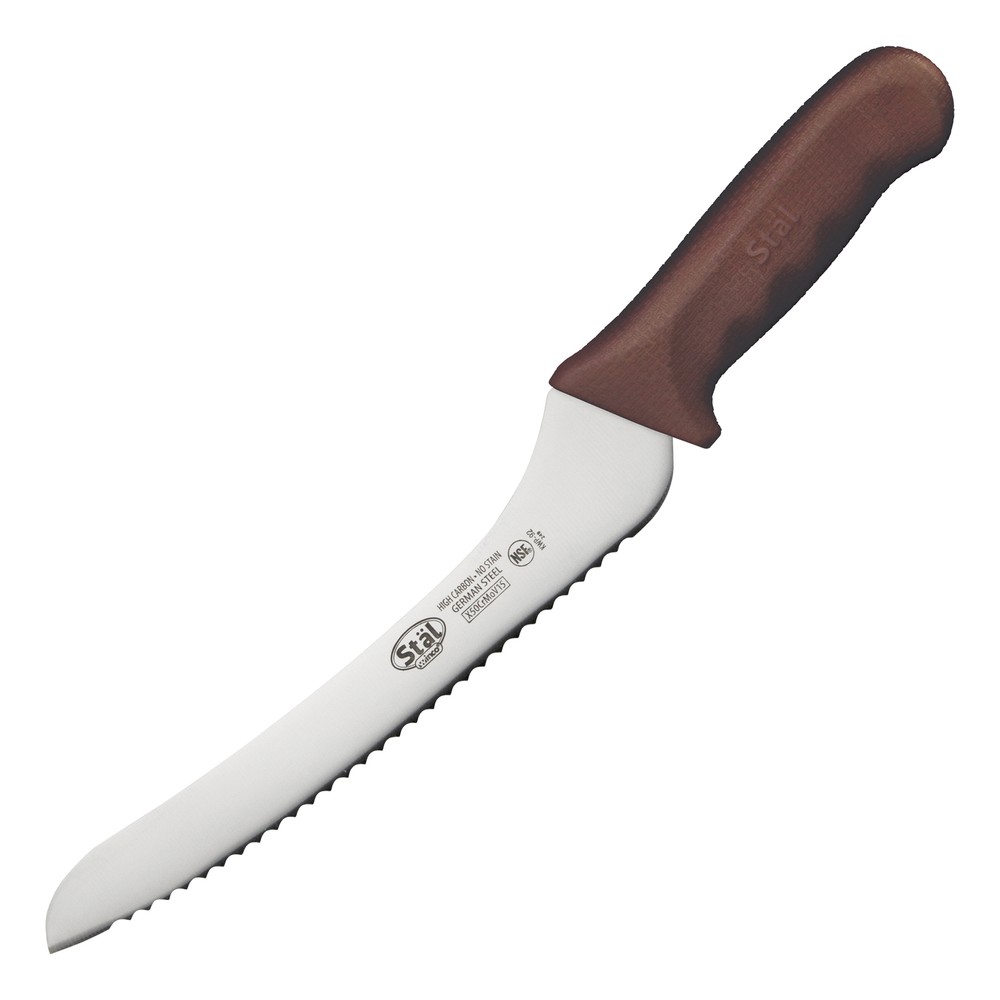 9" Bread Knife, Brown PP Hdl, Offset (6 Each)