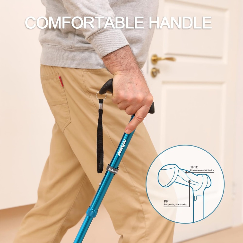 Walking Cane for Men & Women - Foldable Adjustable Lightweight Self Standing ...