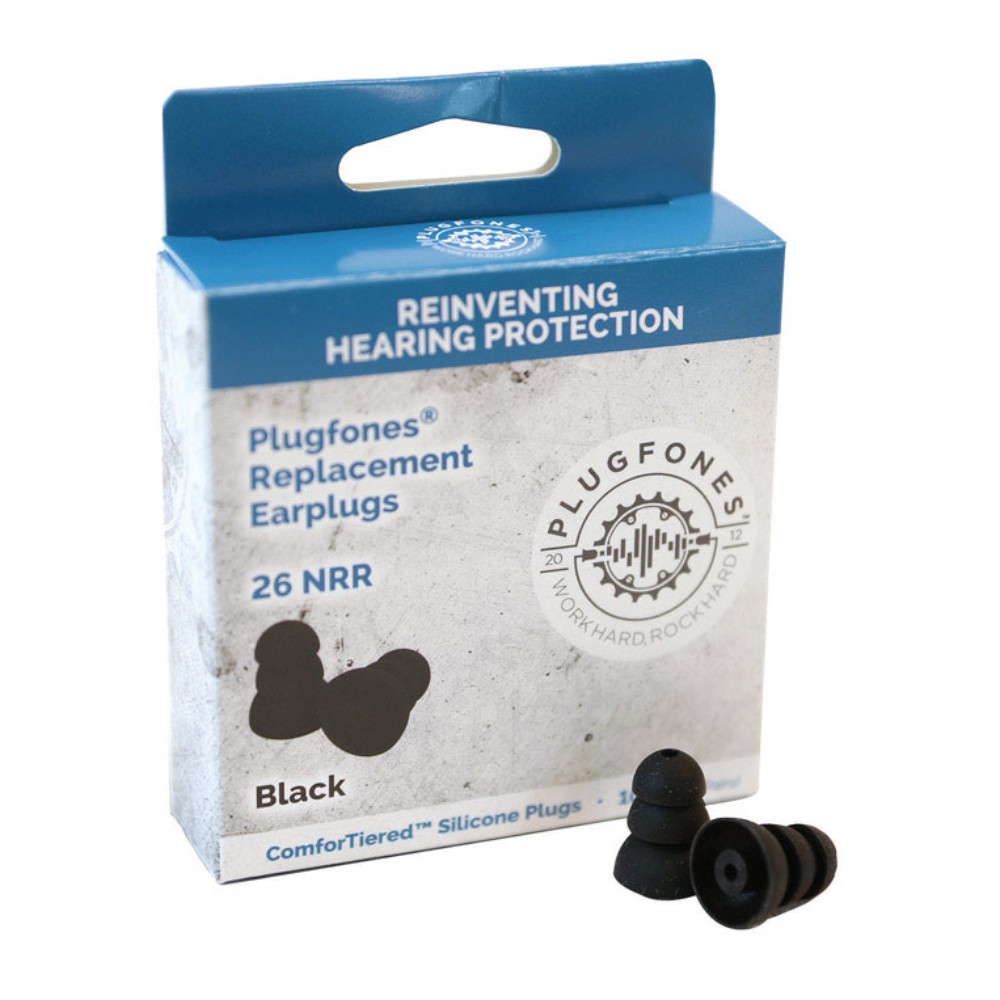 Plugfones ComforTiered 27 dB Silicone Replacement Tip Replacement Ear Plugs Blac