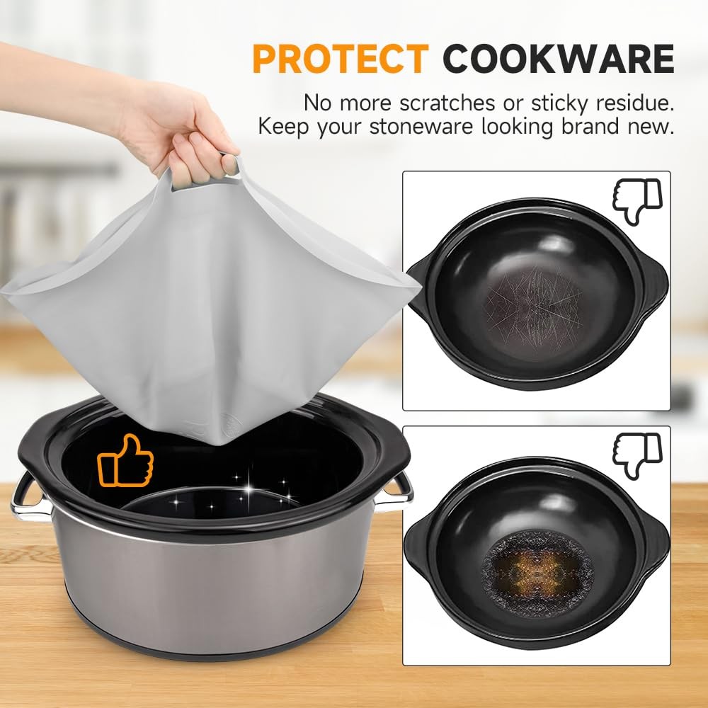 ChefAid Slow Cooker Liners, 100% Silicone Reusable Crock Pot Insert Accessori...