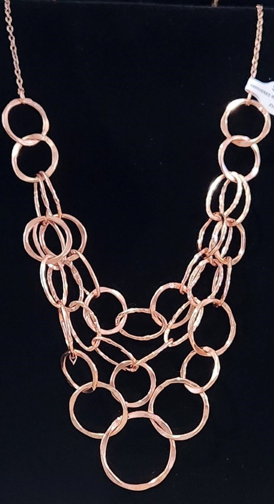 COPPER MULTI-LAYERED HAMMERED RING NECKLACE (FHN12)