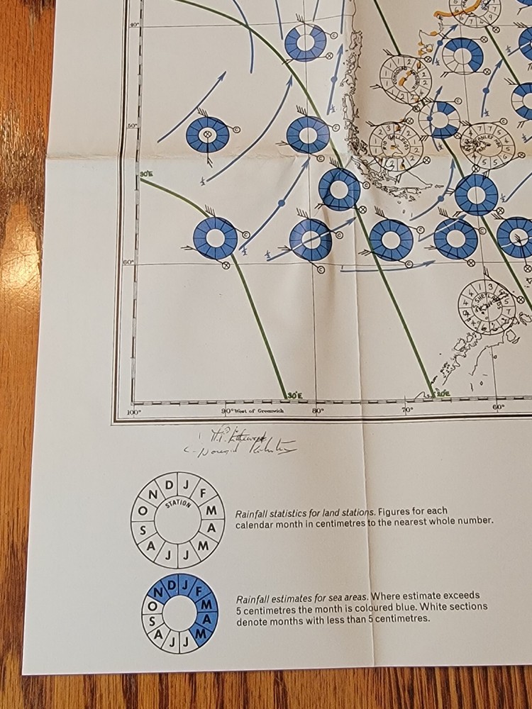 Vintage Hydrographic US Navy Pilot Chart / Atlantic & Eastern Pacific Oceans Map
