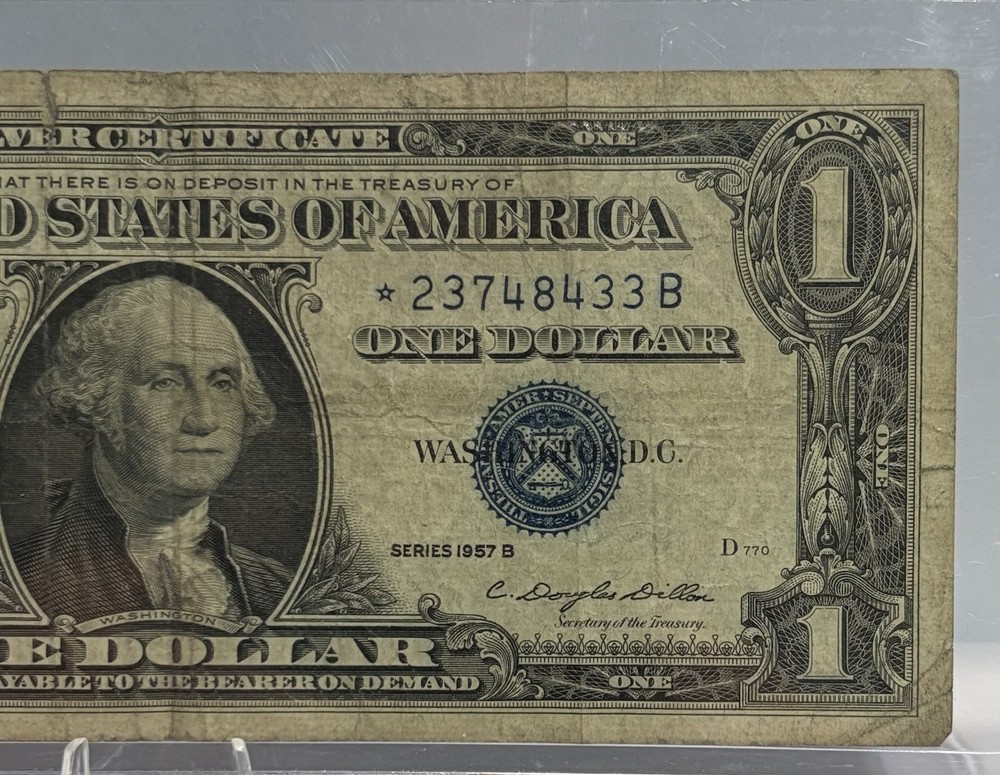 1957 B $1 Note Silver Certificate Star Note, #⭐️23748433B! 🔥