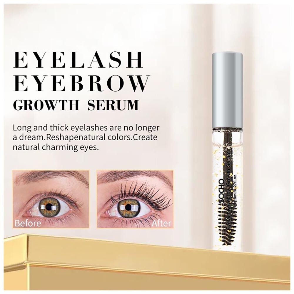 SOCHO 8ml Eyelash and Eyebrow Growth Serum – No More False Lashes Needed