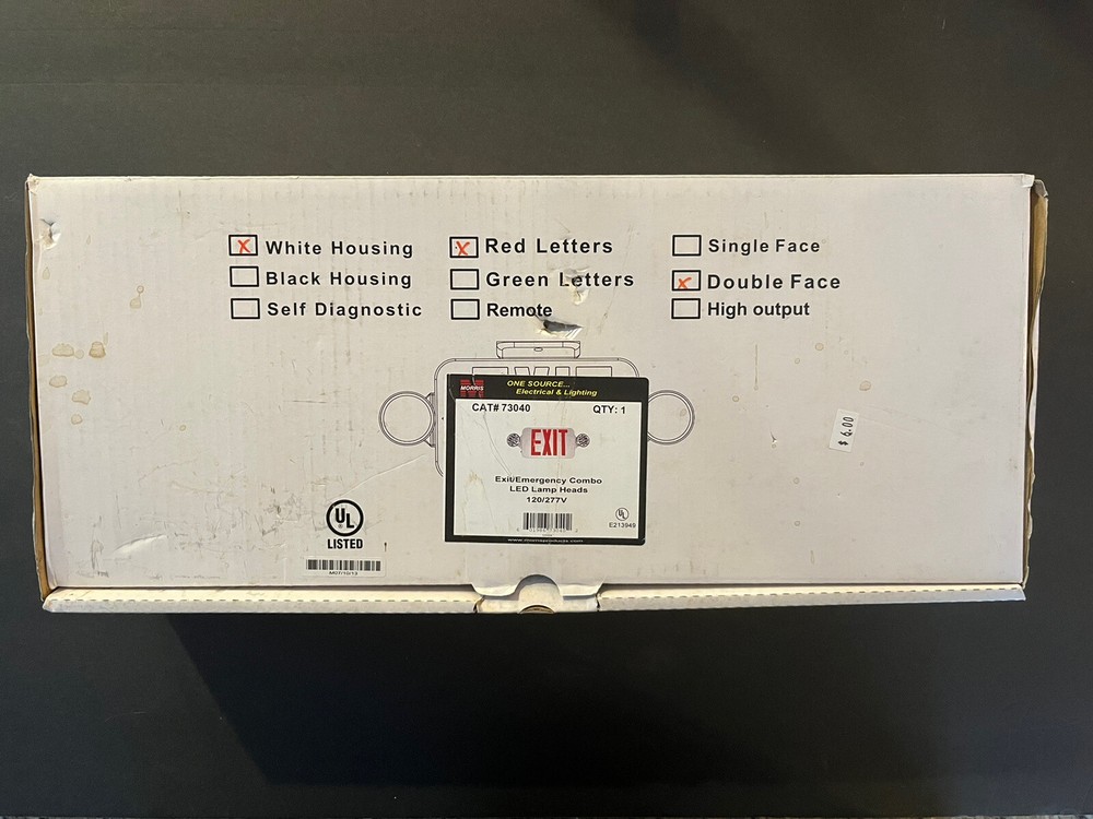 Morris 73040 New, Open box Combo LED Exit Emergency Light Double Sided