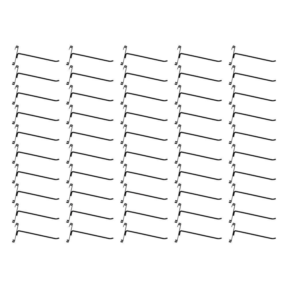50 Pc GLOSS BLACK 8" Long Gridwall Hooks Grid Panel Display Wire Metal Hanger