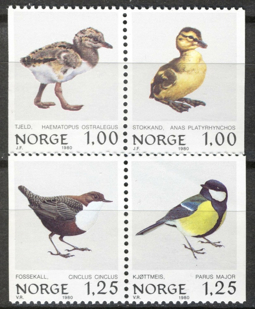 Norway 1980, Birds set pairs VF MNH, NK 859-862