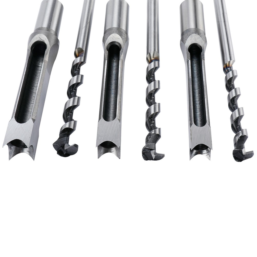 6Pcs Square Hole Mortise Chisel Drill Bit Tools, HSS Woodworking Hole Saw