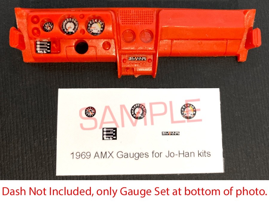 1969 AMX GAUGE FACES for 1/25 scale JOHAN kits—PLEASE READ DESCRIPTION
