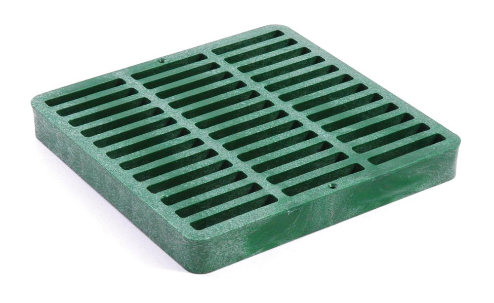 NDS Square Catch Basin Drain Grate, 9 in., Green Plastic