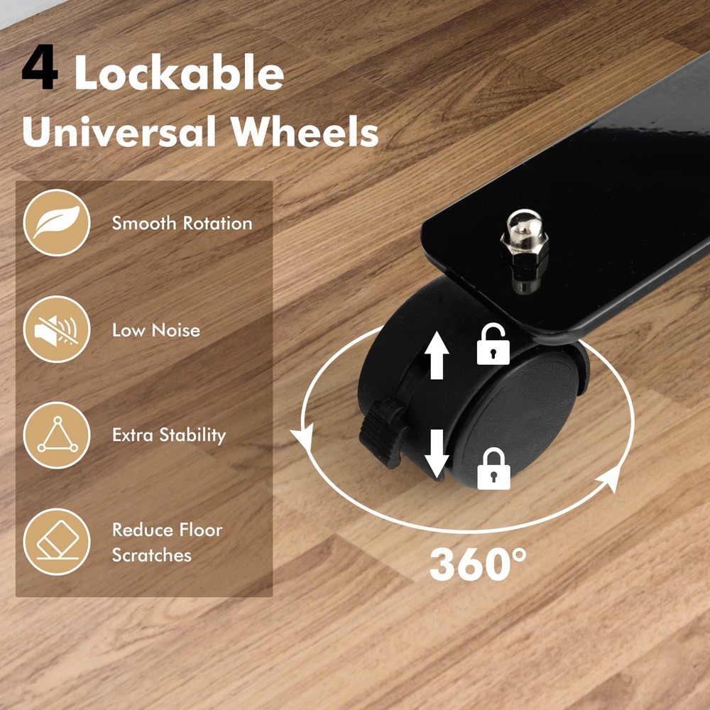 6' Single Panel Room Divider w/ Wheels Rolling Fabric Partition Privacy Screen