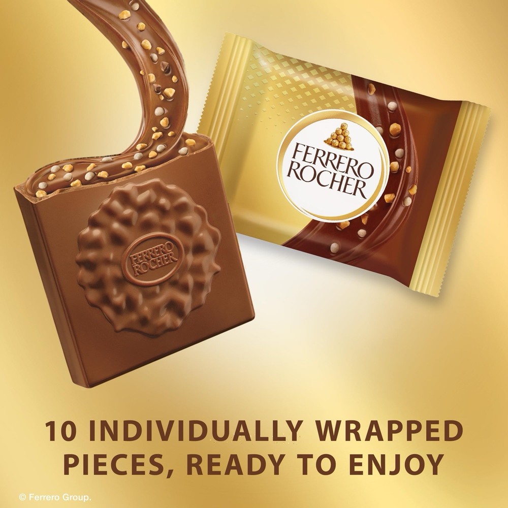 :.Ferrero Rocher Premium Milk Hazelnut Chocolate Squares 🍫 3.7 oz.: