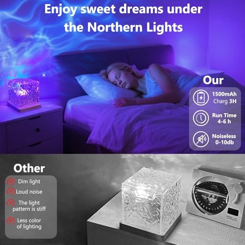 Lights Projector Rechargeable, Touch Cube Color Changing Light with Ocean Wave