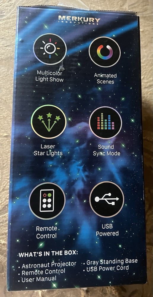 Merkury Innovations Astronaut Galaxy Light Night Light LED Remote USB Space