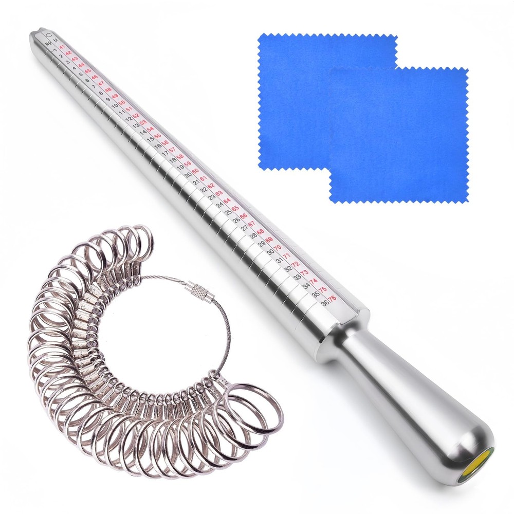 Ring Mandrel Sizer Finger Sizing Measuring Stick - 2 pcs, Silver & White