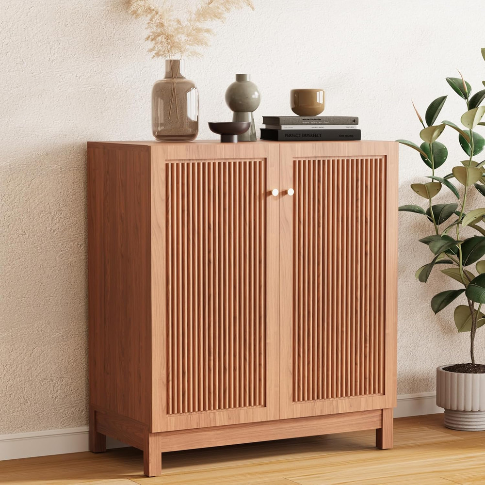 31.5" Fluted Sideboard Buffet Cabinet with Storage, Mid Century Modern Accent Ca