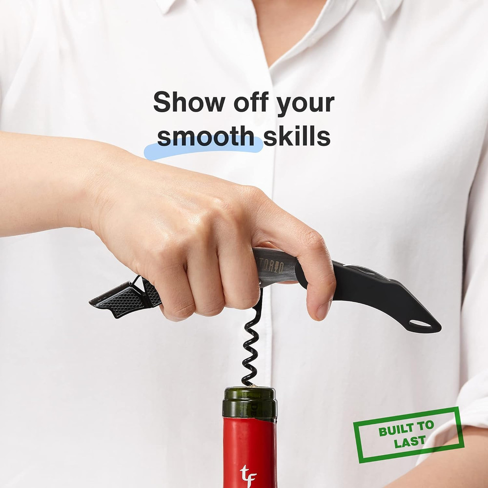 Professional Waiters Corkscrew - Wine Key with Ergonomic Rubber Grip, Beer Bottl