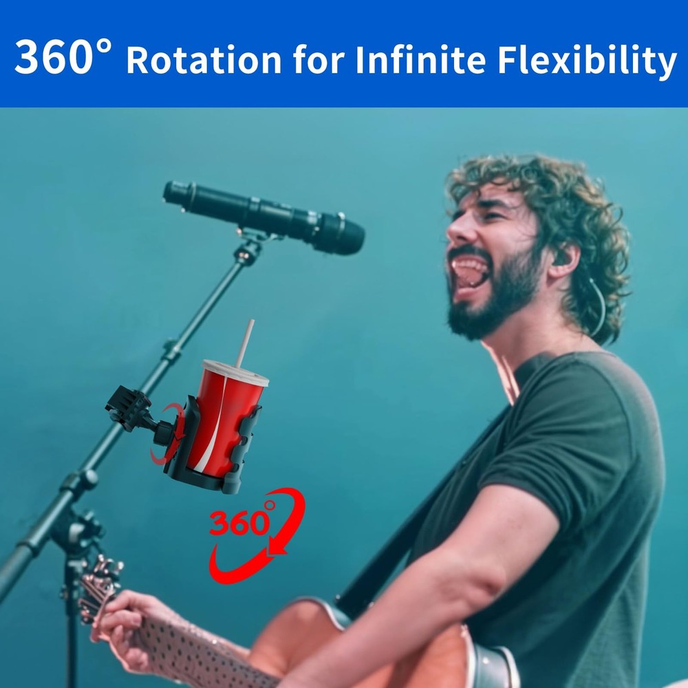 Adjustable 360 Degree Mic Stand Drink Holder Clamp