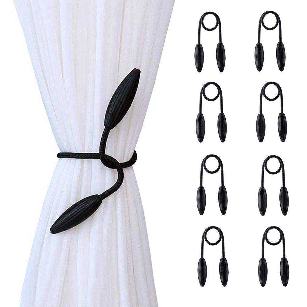 8-Pack Black Curtain Holdbacks Decorative Window Drape Twist Curtains Tieback...