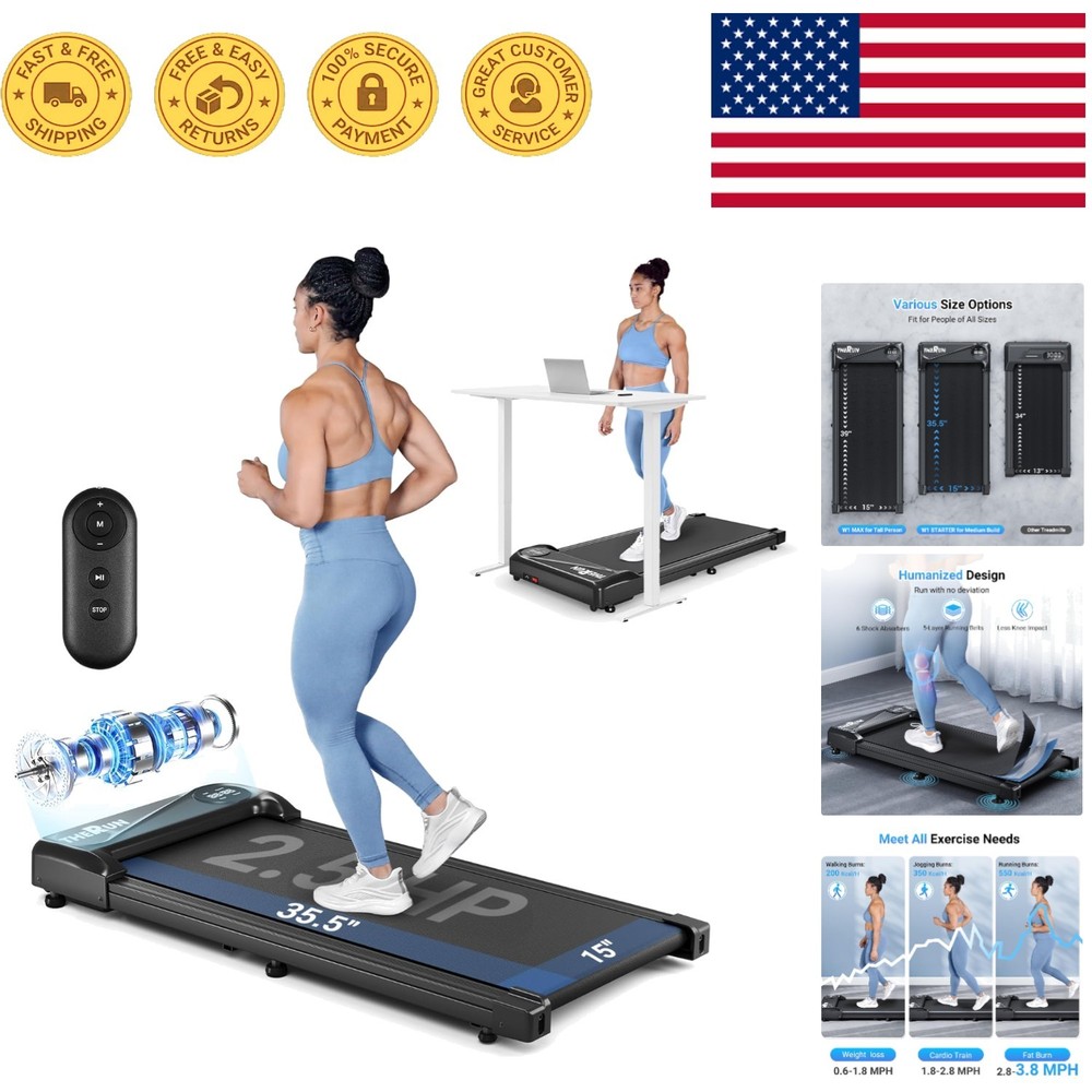 Compact Walking Pad Treadmill with Shock Absorption - 3.8 MPH Max Speed