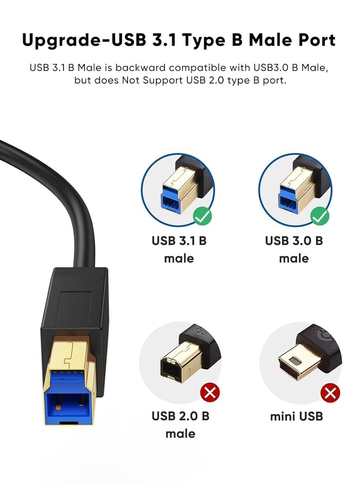 CableCreation USB-C to USB-B 3.1, USB 5Gbps Cable - 6FT, for Thunderbolt 6FT