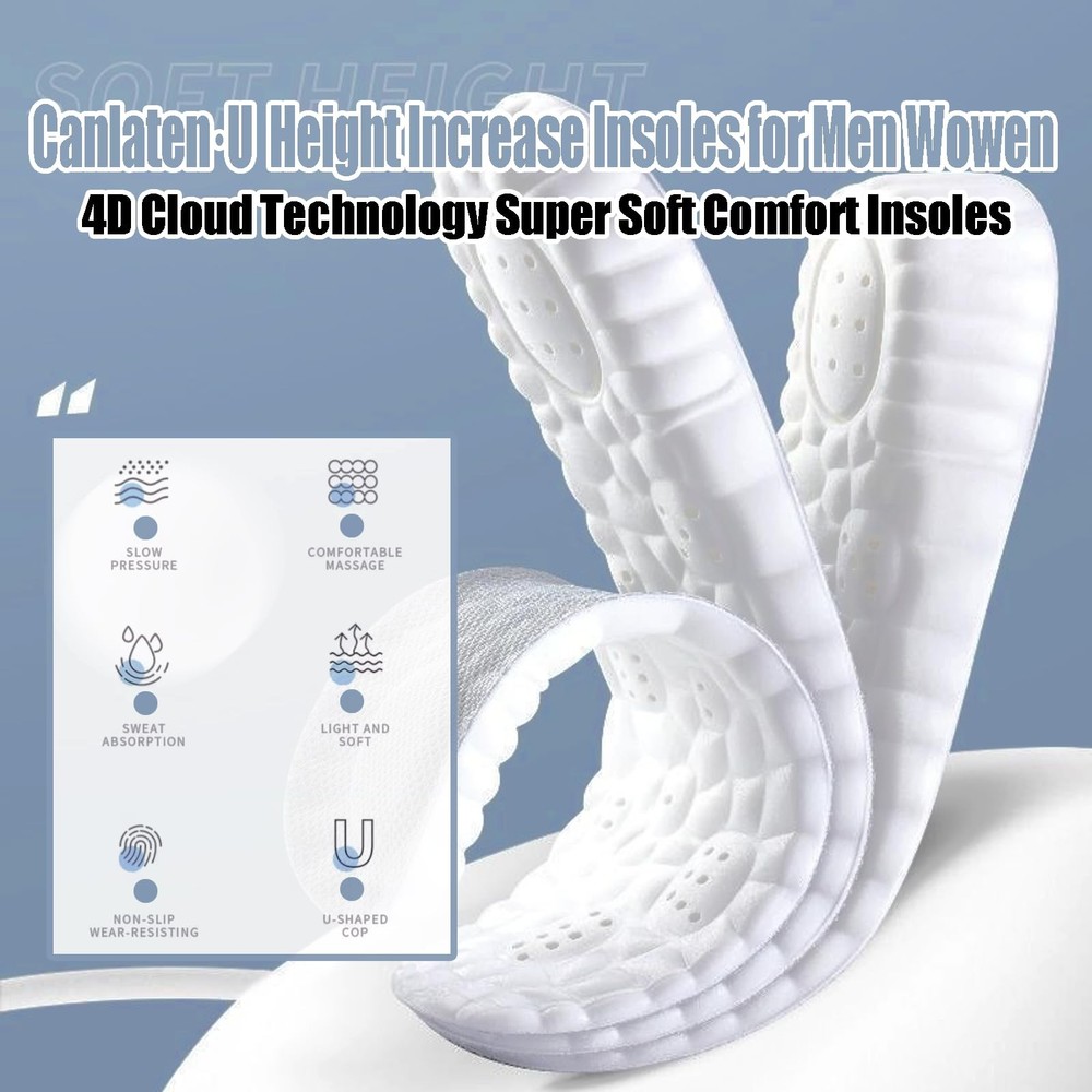 4D Cloud Height Increase Insoles for Men Wowen - Cloud Tech Insole, Soft Memo...