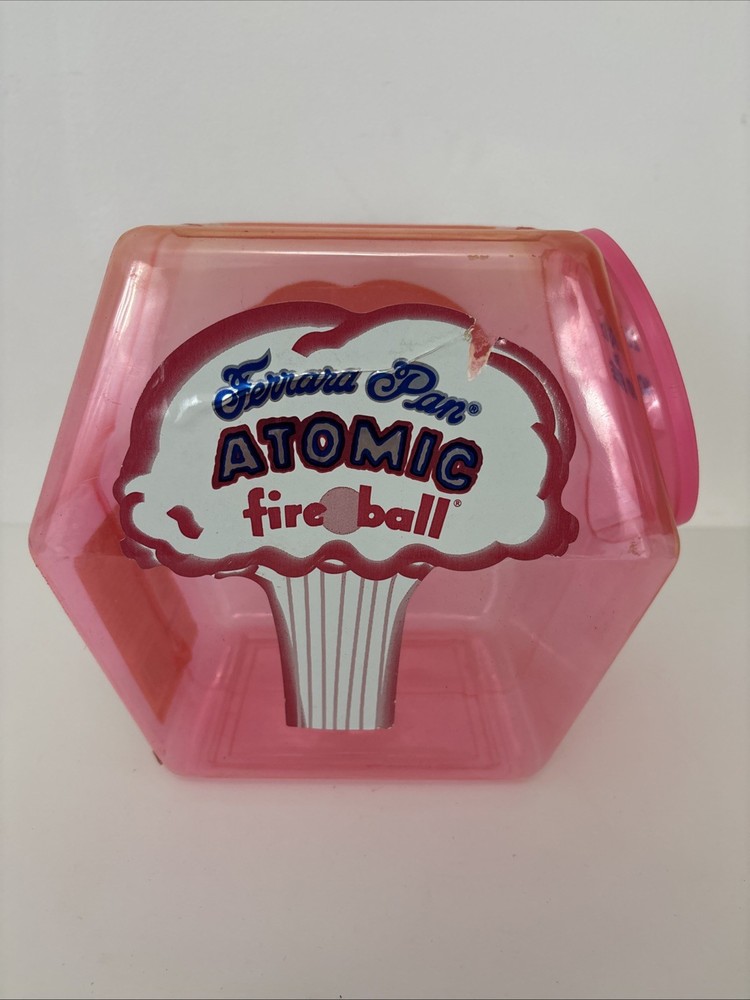 Ferrara Pan Candy Atomic Fire Ball Display Plastic Jar Retro