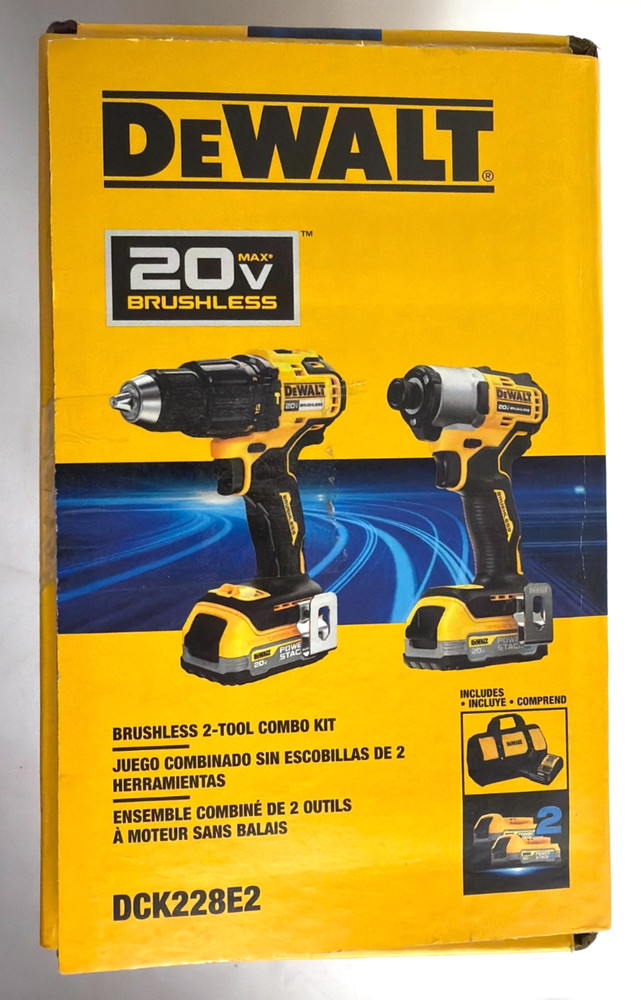 [NEW] (DCK228E2) DEWALT 20V MAX Brushless 2-Tool Combo Kit