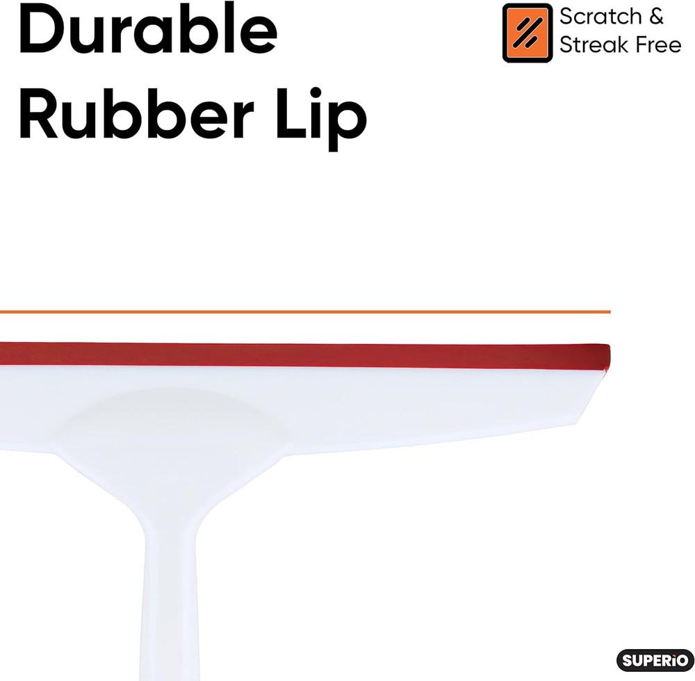 Superio 10" Window Rubber Squeegee with Hanging Loop, 2 pack Red