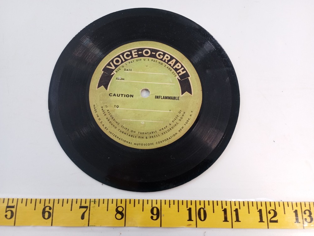 Vintage US Inflammable Voice-o-Graph record not tested