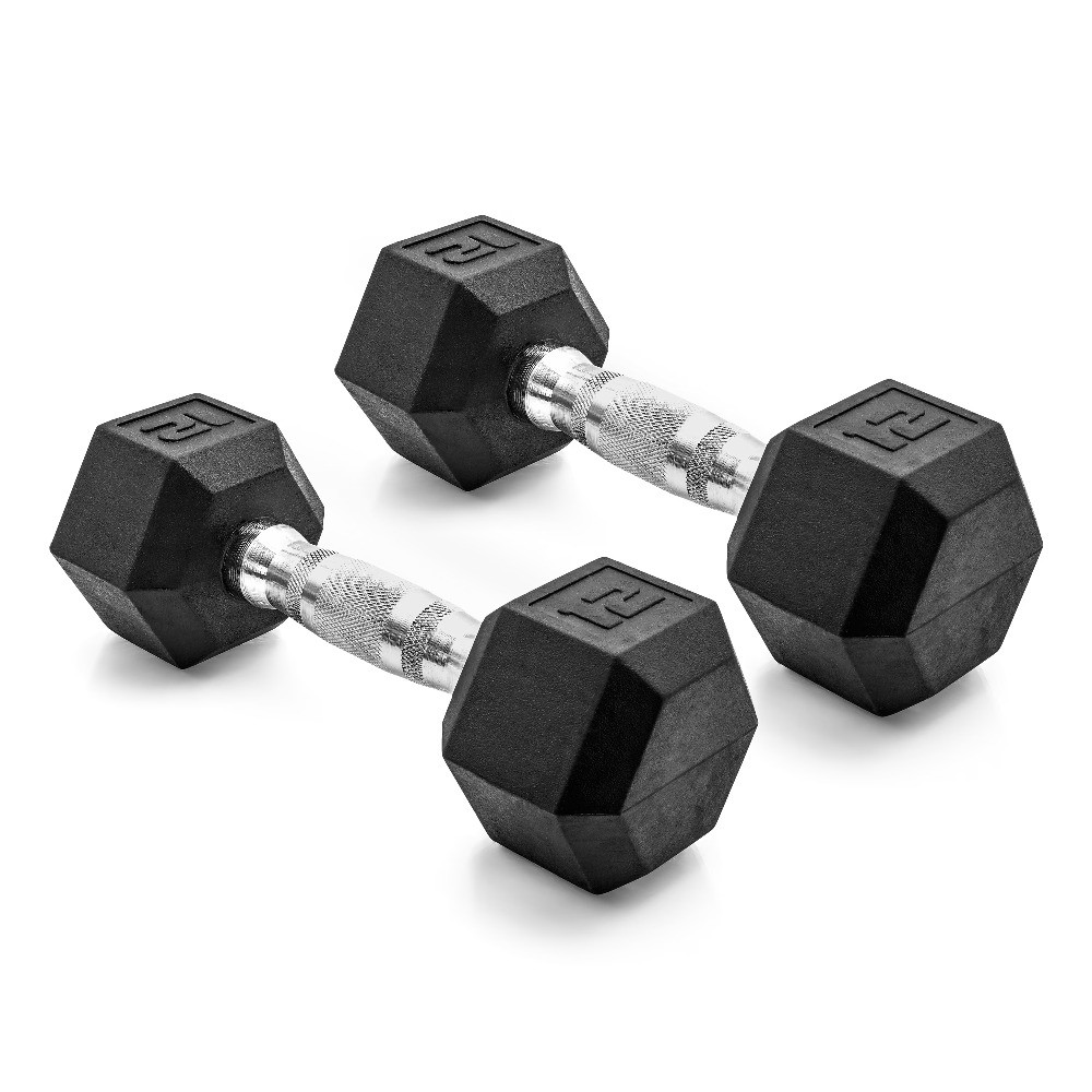12lb Coated Rubber Hex Dumbbell, Pair