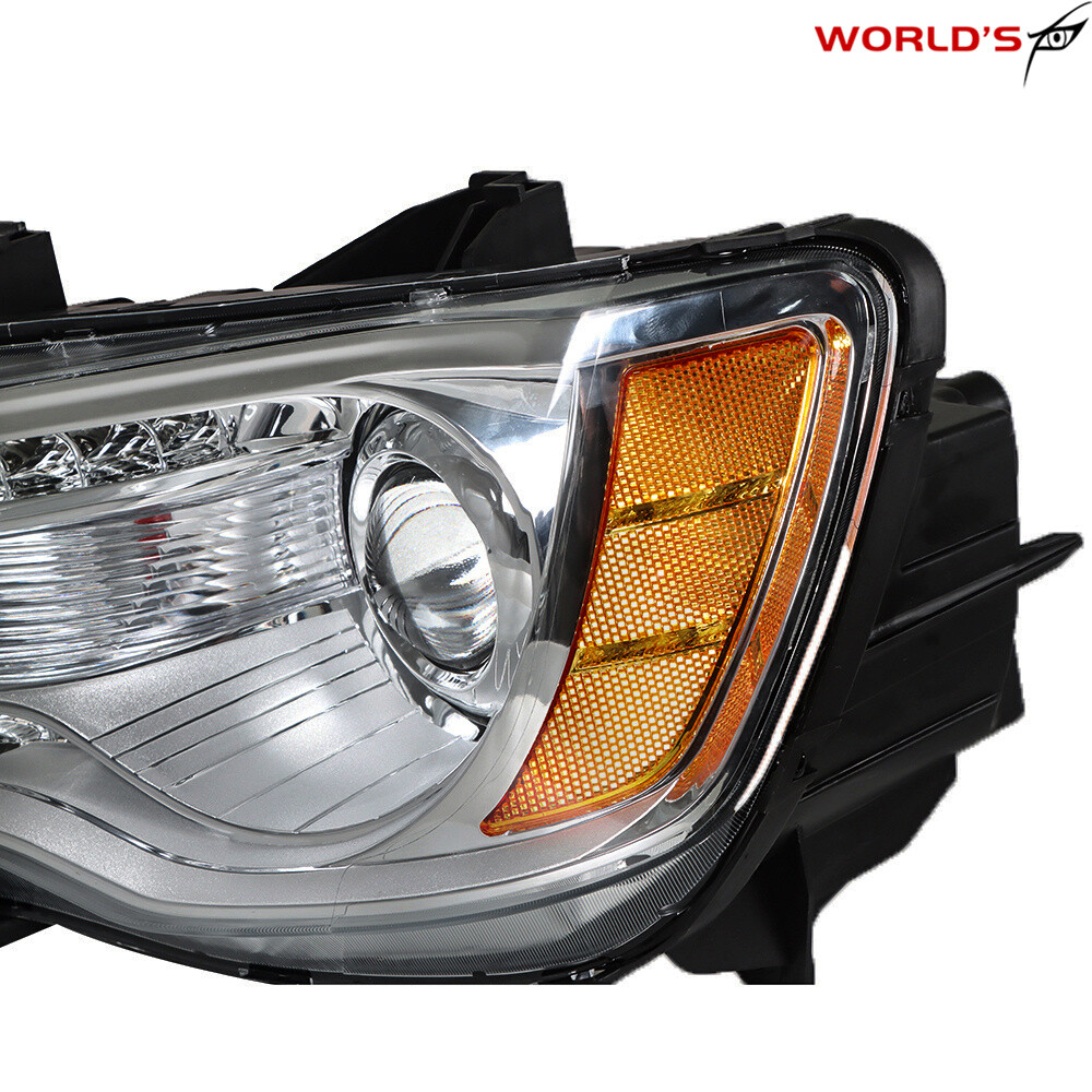 Headlight Set For Chrysler 300 2011-2014 Driver + Passenger Side Halogen Chrome