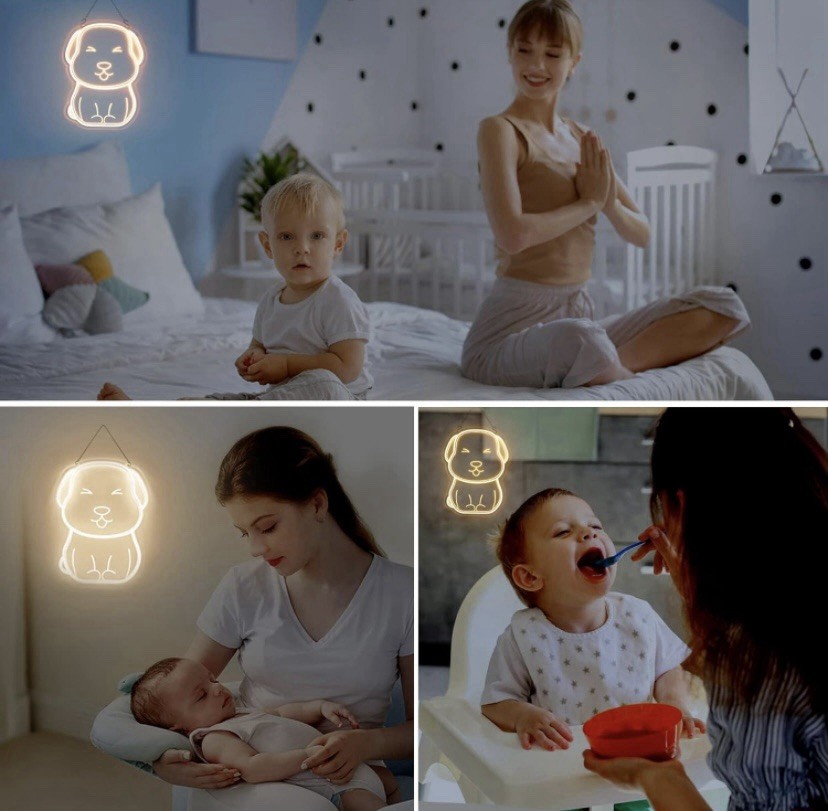 Dog Shape Dimmable LED Night Light, Color Changing, USB, Acrylic, Mounting Kit