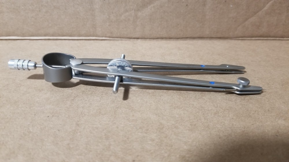 Vintage Vemco Blue Dot Drafting Compass-Missing Screw & Pointer Working , VGC