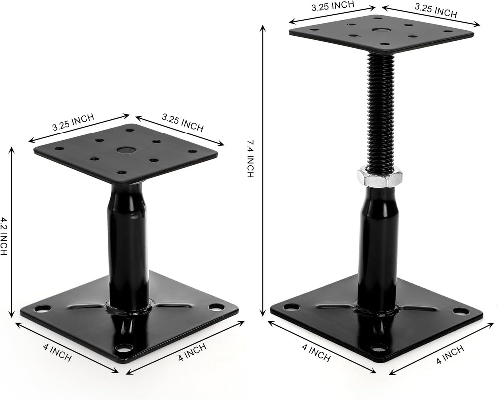 4 Pack Floor Jack Posts Adjustable 4-7” Heavy Duty Support Jacks Joist Deck