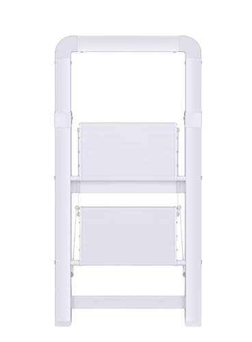 BIBKOKE Step Ladder Folding 2-Step White Finish 2 Step-standard,