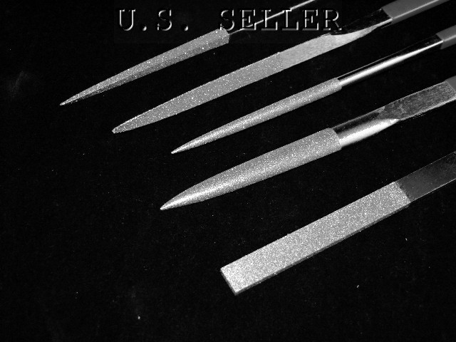 Large 8.5 Inch Diamond Coated 5 Piece File Set Assorted Shape
