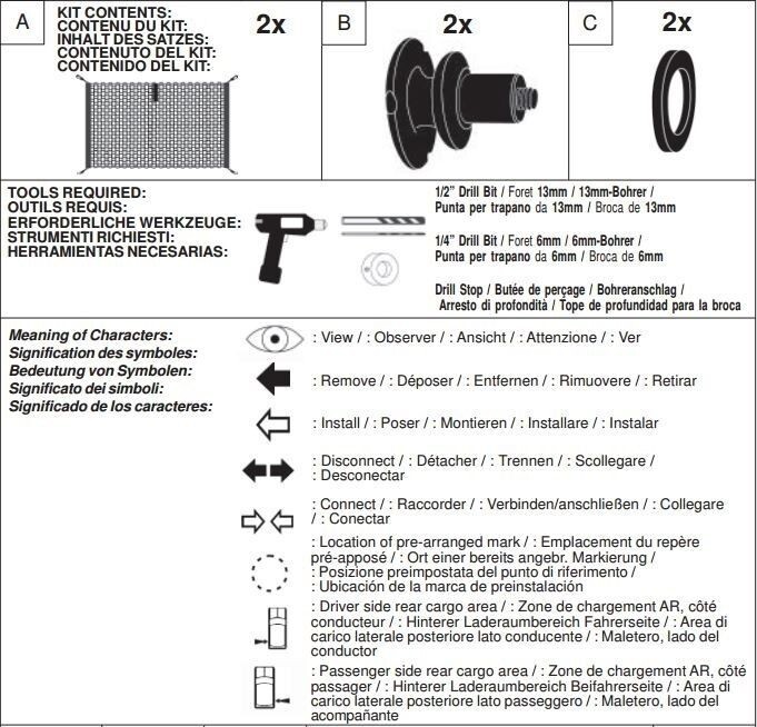 Hardware Kit for SUBARU for Cargo Net Brand New