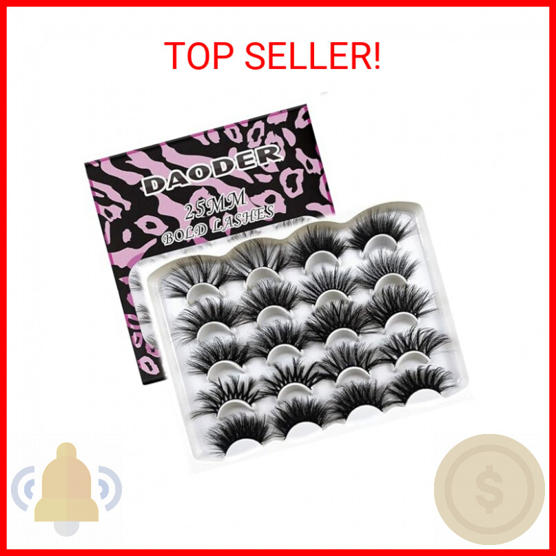 DAODER False Eyelashes 25MM Mink Lashes Dramatic Look Fluffy Long Fake Eyelashes