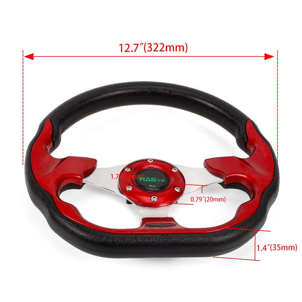 13" Aluminum Universal D Shape Racing Steering Wheel w/Quick Release Adapter Kit