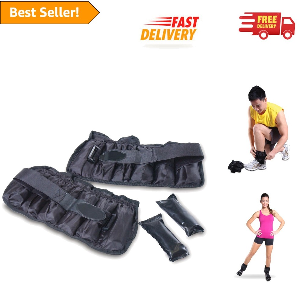 Black Adjustable Ankle Weights 10-20 lbs | Ideal for Strength & Cardio Training