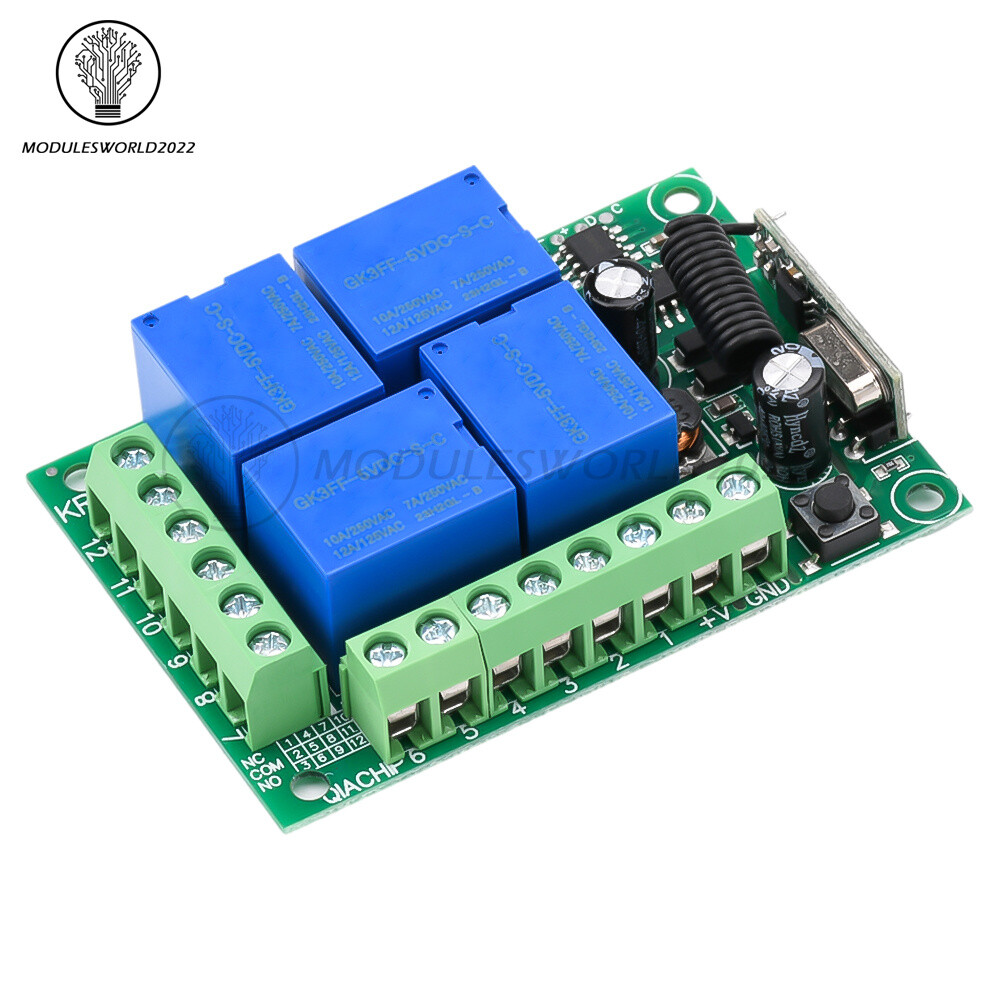 433Mhz Remote Control Receiver RF Wireless Switch 4CH Relay Module Transmitter