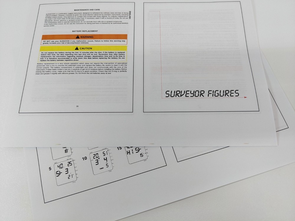 Mares Surveyor Scuba Dive Computer Instruction Manual Printed