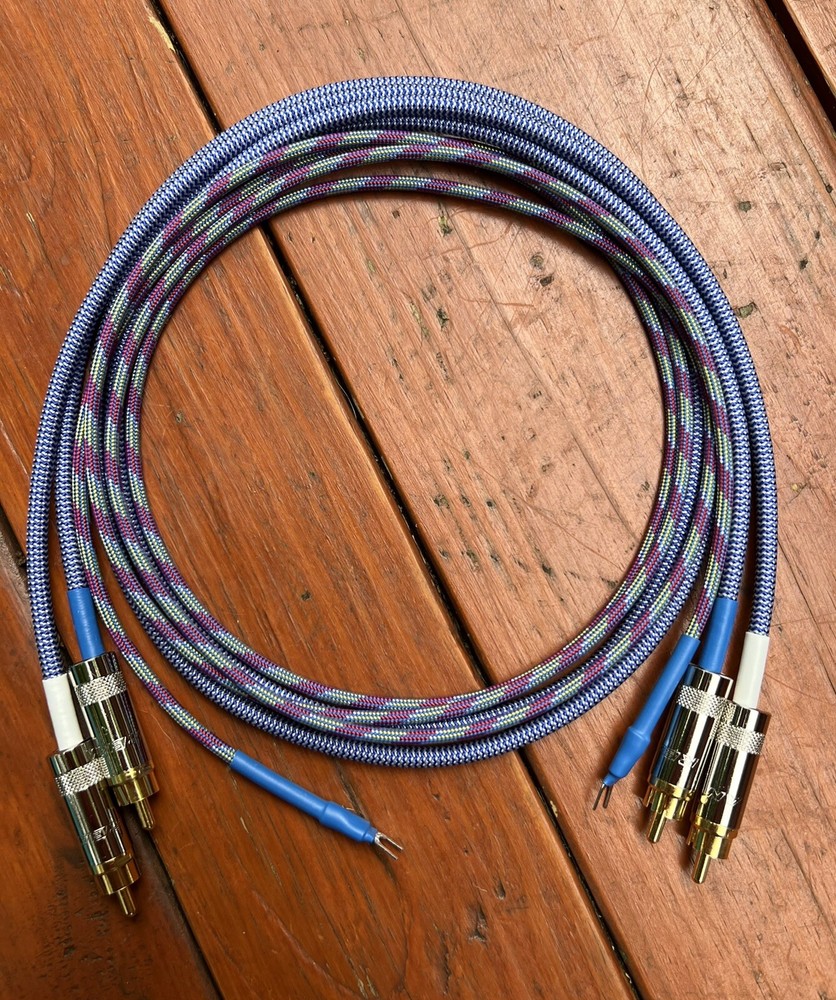 2 Ft. Audiophile Turntable Phono RCA Cables w/Ground Low Capacitance Shielded