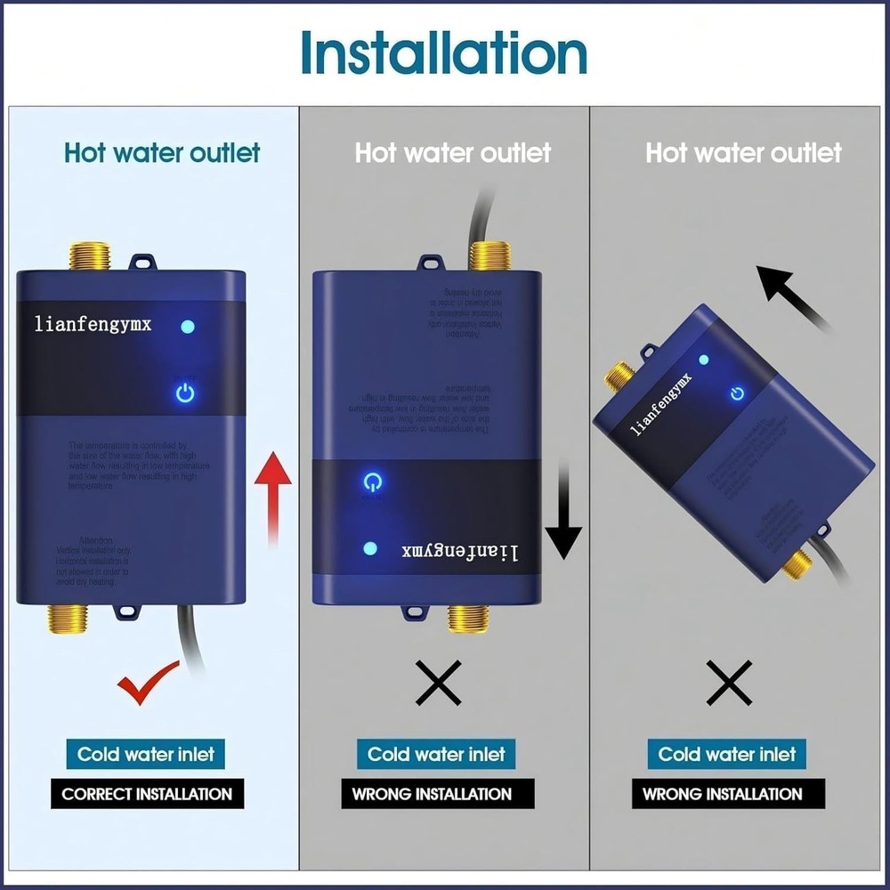 3000W Tankless Water Heater 110V, Electric Instant Hot Water Heater Under Sink,