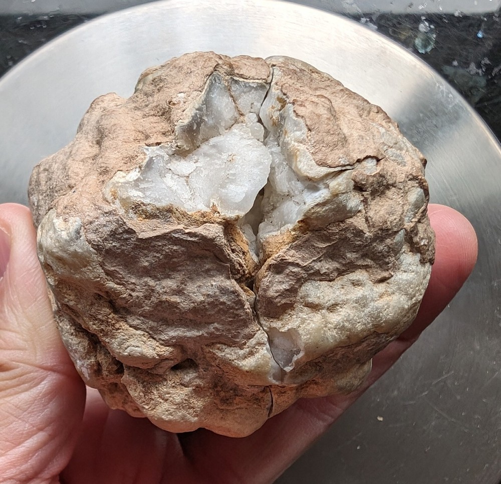 White quartz geode crystal mineral from Morocco